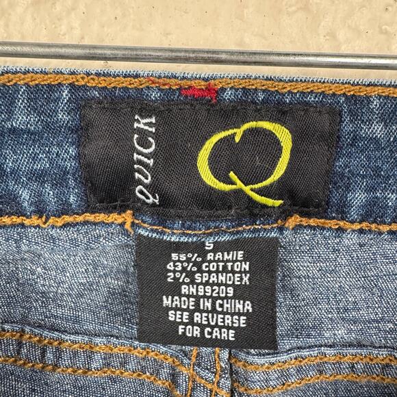 Vintage Quick Jeans Size 27 Medium Wash Mid Rise Bareback Flare Leg Cute Y2K - Picture 3 of 5